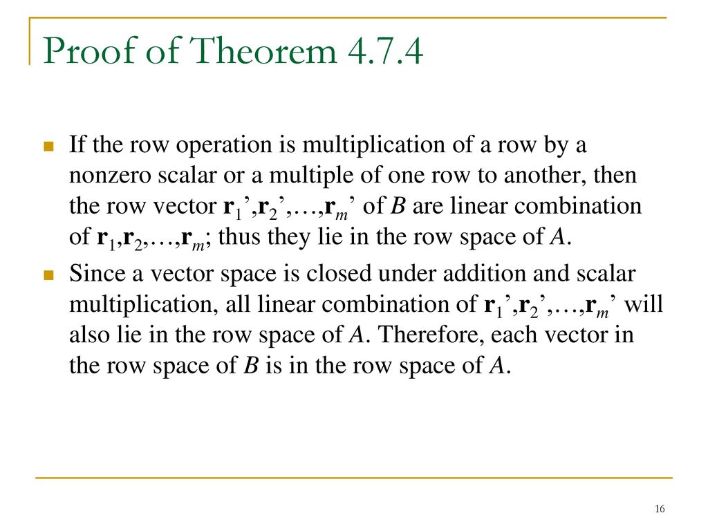 4.7 Row Space Column Space and Null Space ppt download